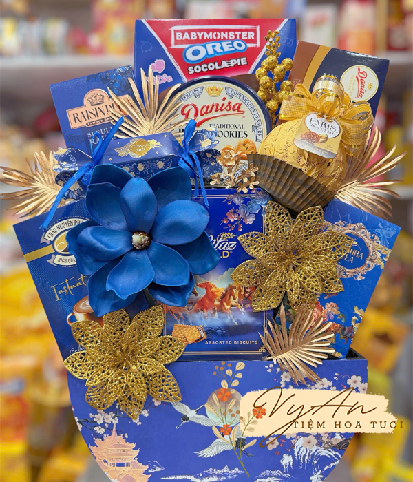 BỘ QUÀ TẾT BÁT TRỨNG XANH DƯƠNG 12 MÓN SET24