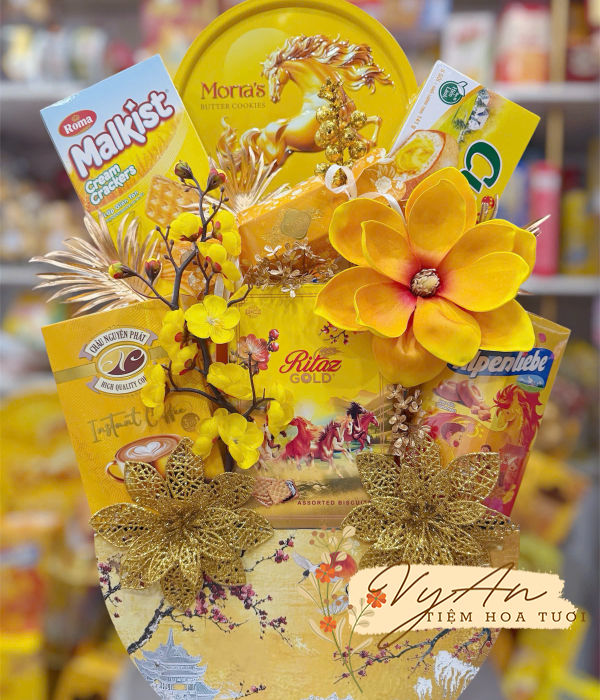 BỘ QUÀ TẾT  VÀNG RỰC RỠ SIÊU HOÀNH TRÁNG 10 MÓN SET25